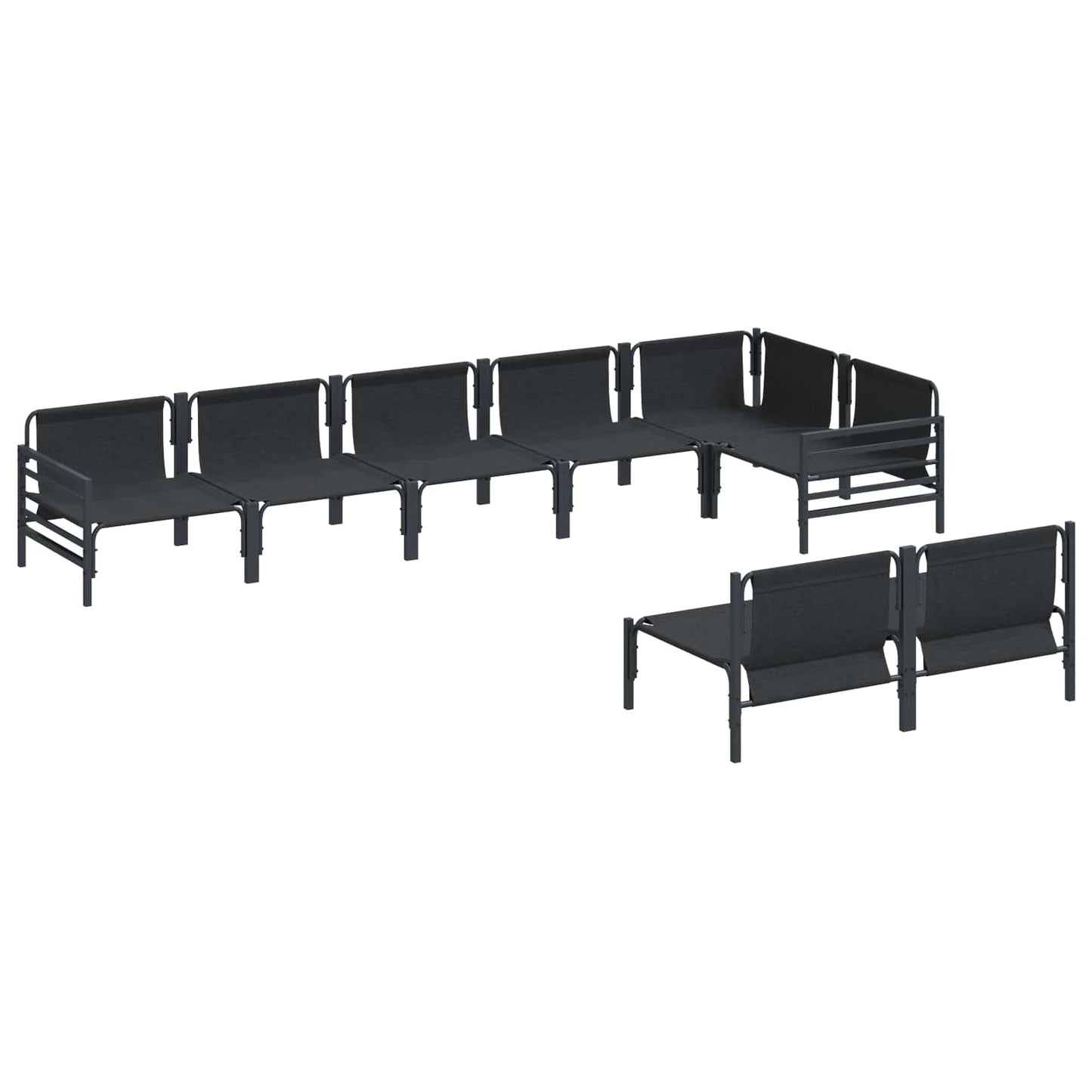 vidaXL Garden Sofa Set with Cushion 8 pcs Black Steel