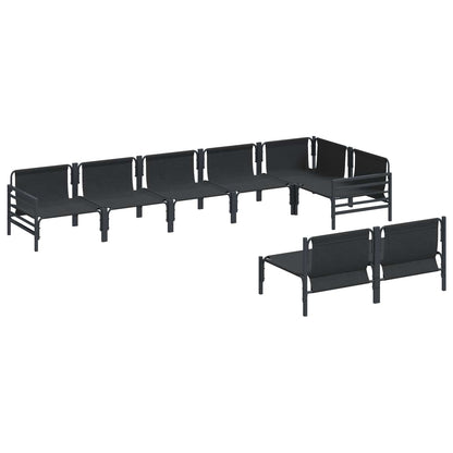 vidaXL Garden Sofa Set with Cushion 8 pcs Black Steel