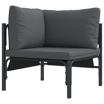 vidaXL Garden Sofa Set with Cushion 9 pcs Black Steel