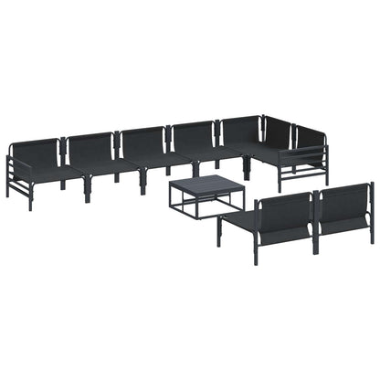 vidaXL Garden Sofa Set with Cushion 9 pcs Black Steel