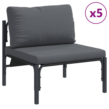 vidaXL Garden Sofa Set with Cushion 9 pcs Black Steel