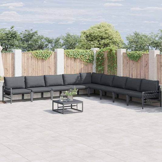 vidaXL Garden Sofa Set 9 pcs Anthracite Steel
