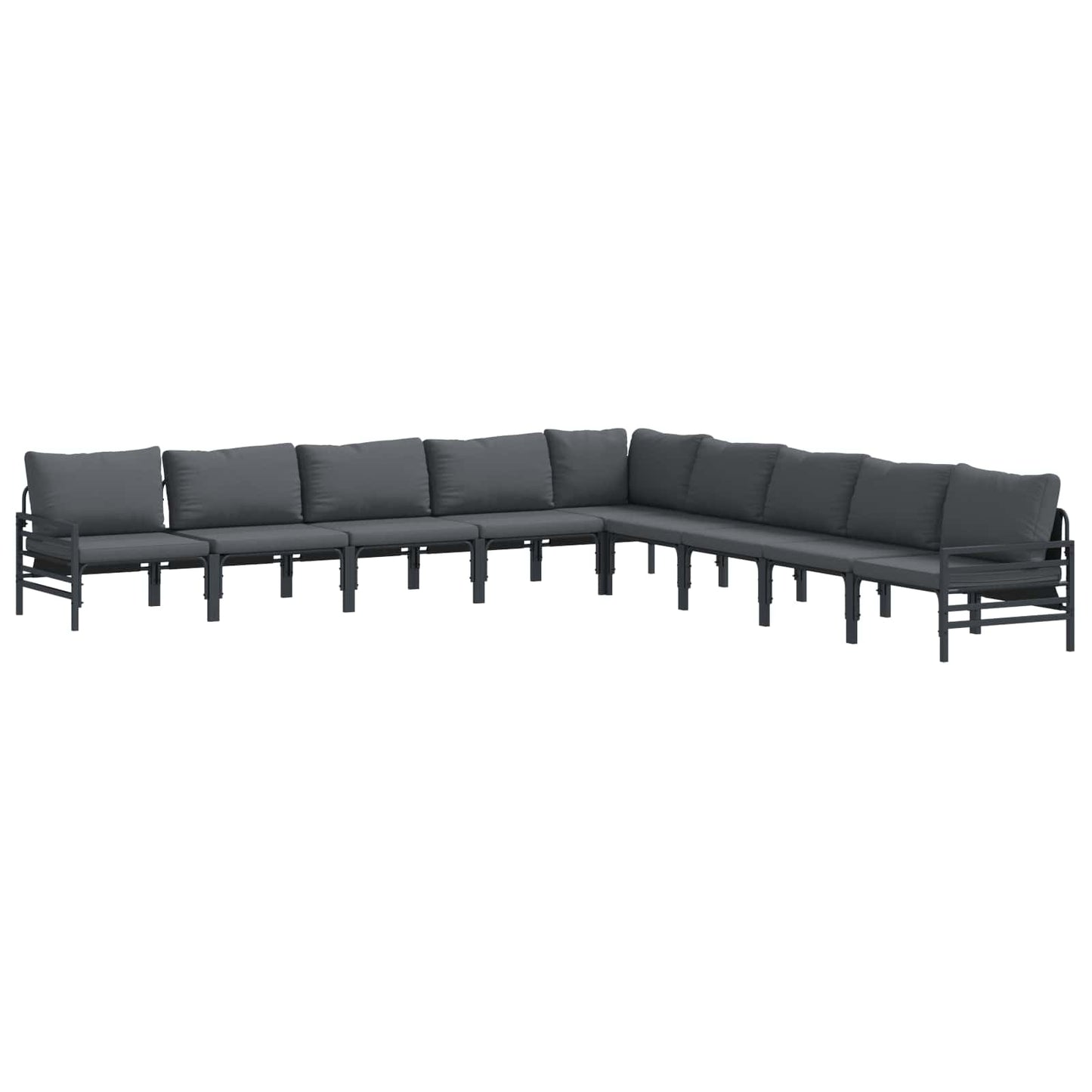 vidaXL Garden Sofa Set with Cushion 9 pcs Black Steel