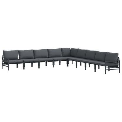 vidaXL Garden Sofa Set with Cushion 9 pcs Black Steel