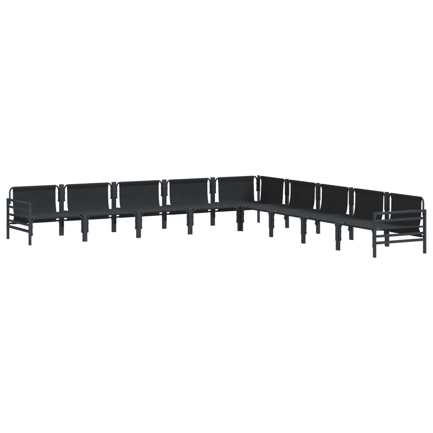 vidaXL Garden Sofa Set with Cushion 9 pcs Black Steel