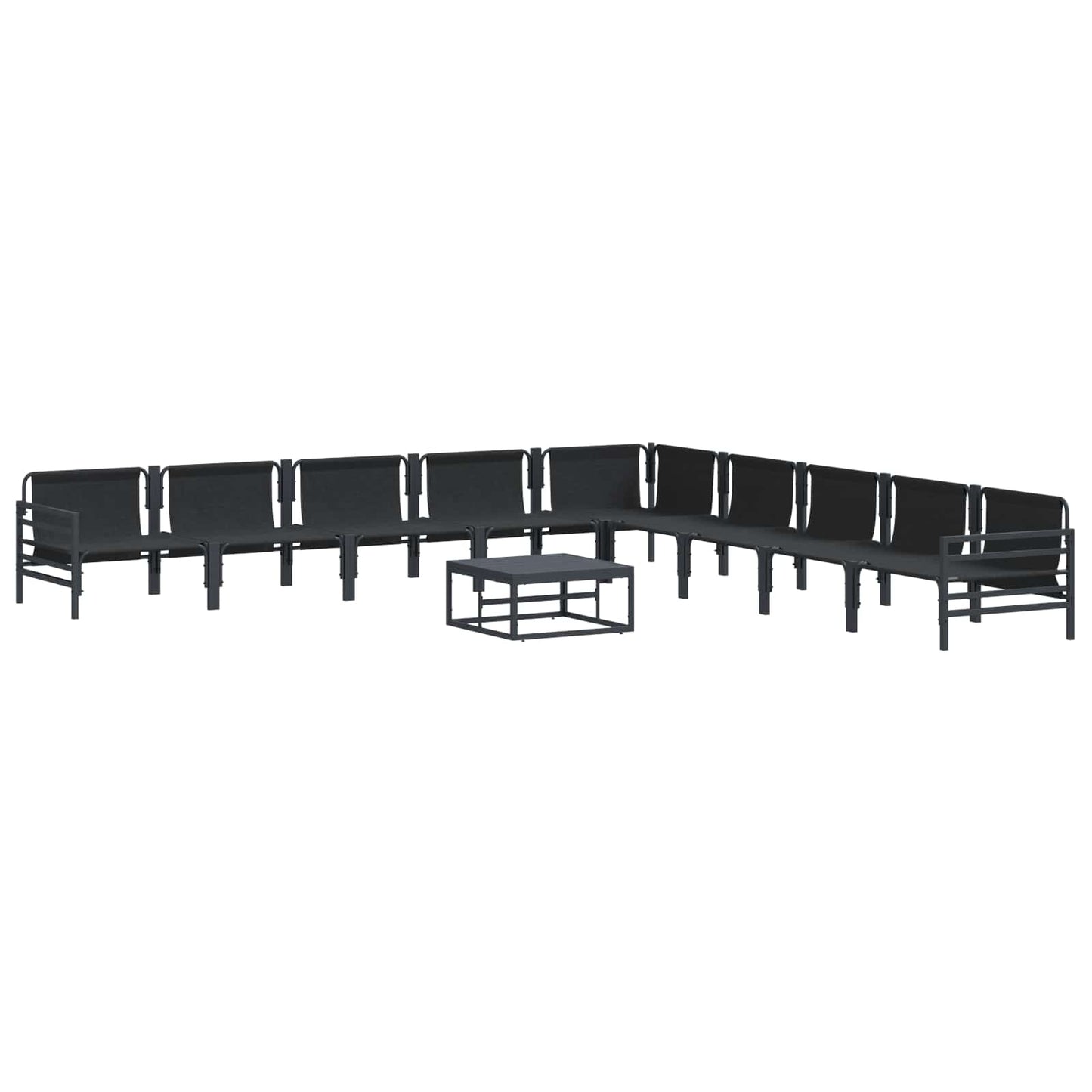 vidaXL Garden Sofa Set with Cushion 10 pcs Black Steel