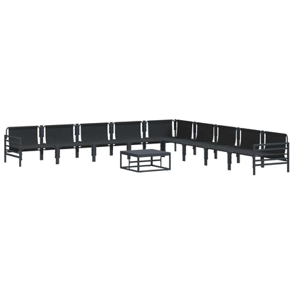 vidaXL Garden Sofa Set with Cushion 10 pcs Black Steel