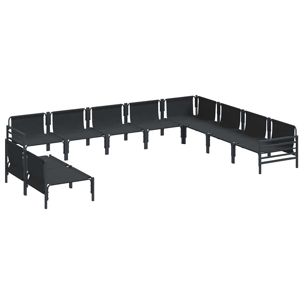 vidaXL Garden Sofa Set with Cushion 10 pcs Black Steel