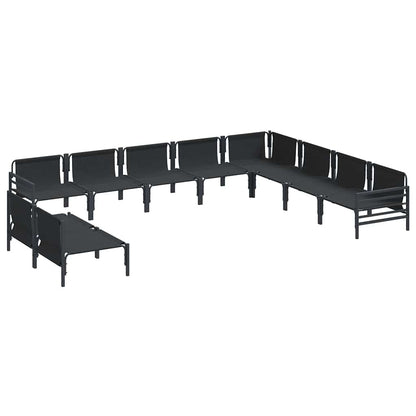 vidaXL Garden Sofa Set with Cushion 10 pcs Black Steel