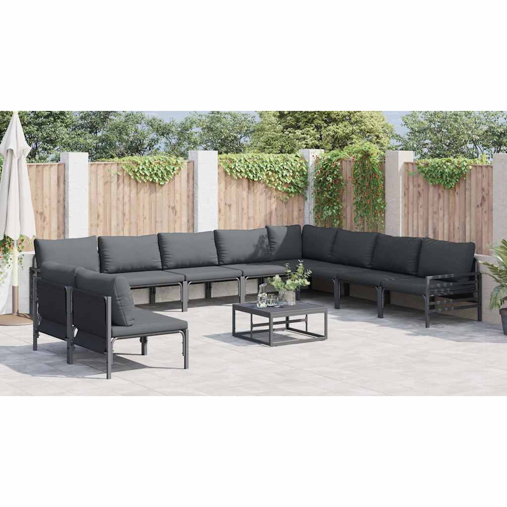 vidaXL Garden Sofa Set 11 pcs Anthracite Steel