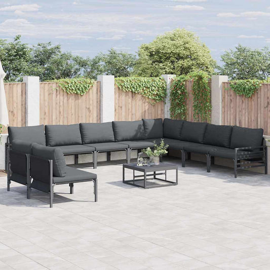vidaXL Garden Sofa Set 11 pcs Anthracite Steel