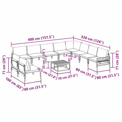 vidaXL Garden Sofa Set 11 pcs Anthracite Steel