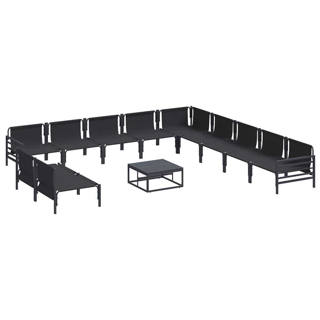 vidaXL Garden Sofa Set with Cushion 12 pcs Black Steel
