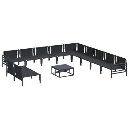 vidaXL Garden Sofa Set with Cushion 12 pcs Black Steel