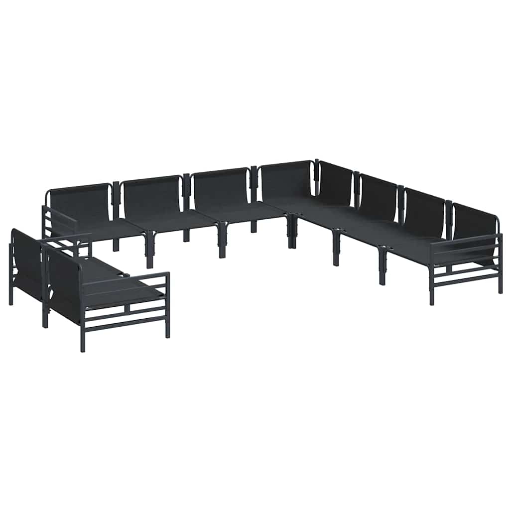 vidaXL Garden Sofa Set with Cushion 9 pcs Black Steel