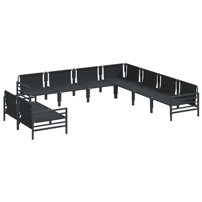 vidaXL Garden Sofa Set with Cushion 9 pcs Black Steel