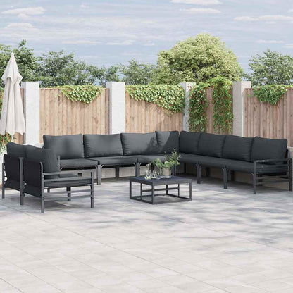 vidaXL Garden Sofa Set with Cushion 10 pcs Black Steel