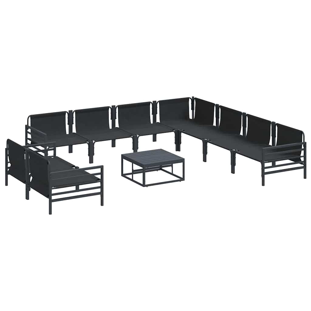vidaXL Garden Sofa Set with Cushion 10 pcs Black Steel