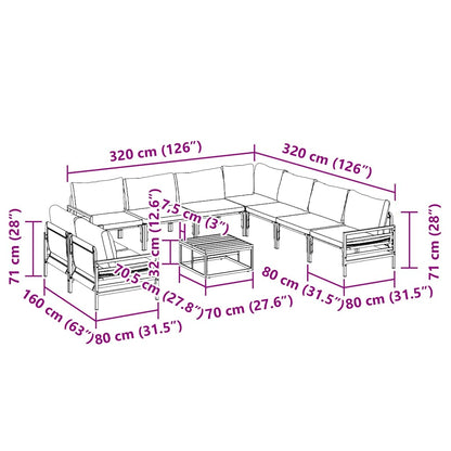 vidaXL Garden Sofa Set with Cushion 10 pcs Black Steel