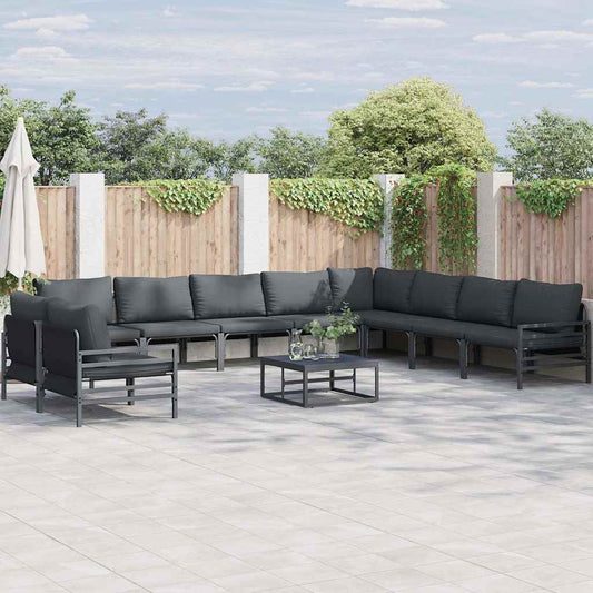 vidaXL Garden Sofa Set 11 pcs Anthracite Steel