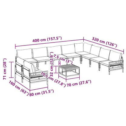 vidaXL Garden Sofa Set 11 pcs Anthracite Steel