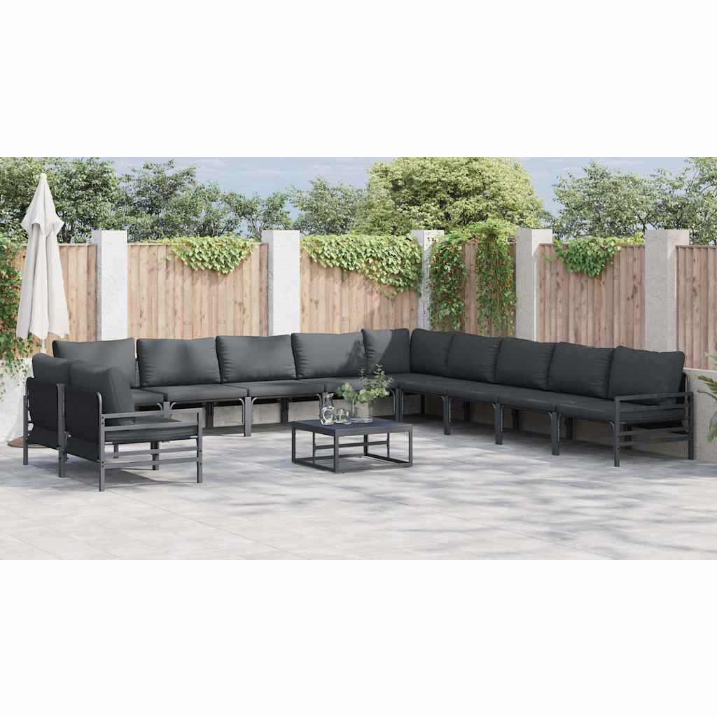 vidaXL Garden Sofa Set 11 pcs Anthracite Steel
