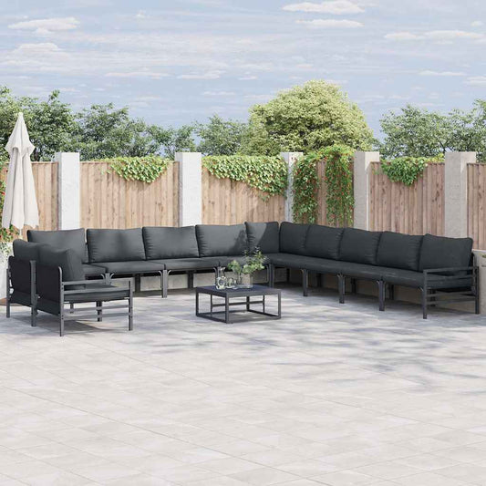 vidaXL Garden Sofa Set 11 pcs Anthracite Steel