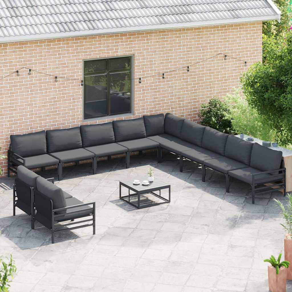 vidaXL Garden Sofa Set 11 pcs Anthracite Steel