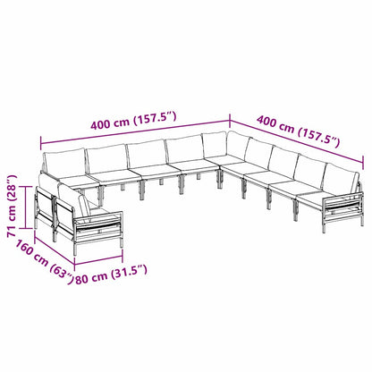 vidaXL Garden Sofa Set 11 pcs Anthracite Steel