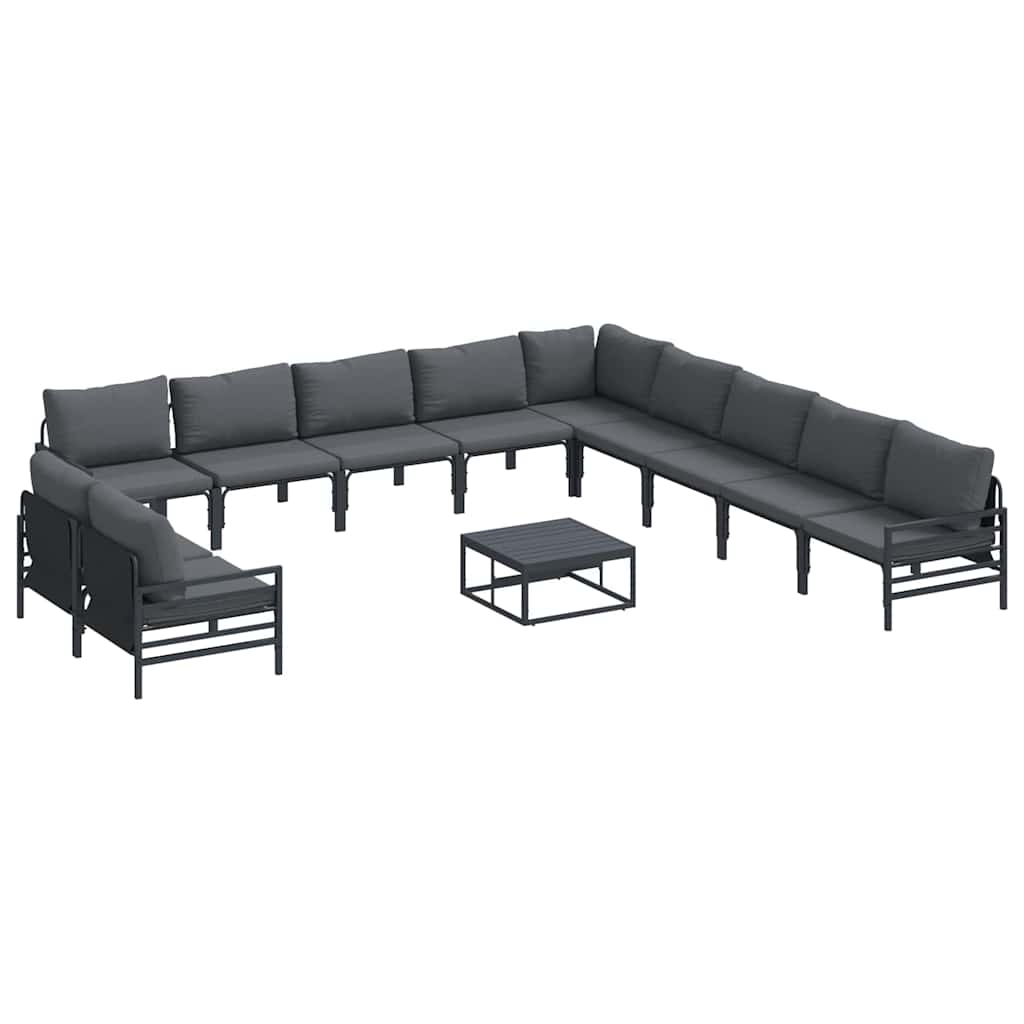 vidaXL Garden Sofa Set with Cushion 12 pcs Black Steel