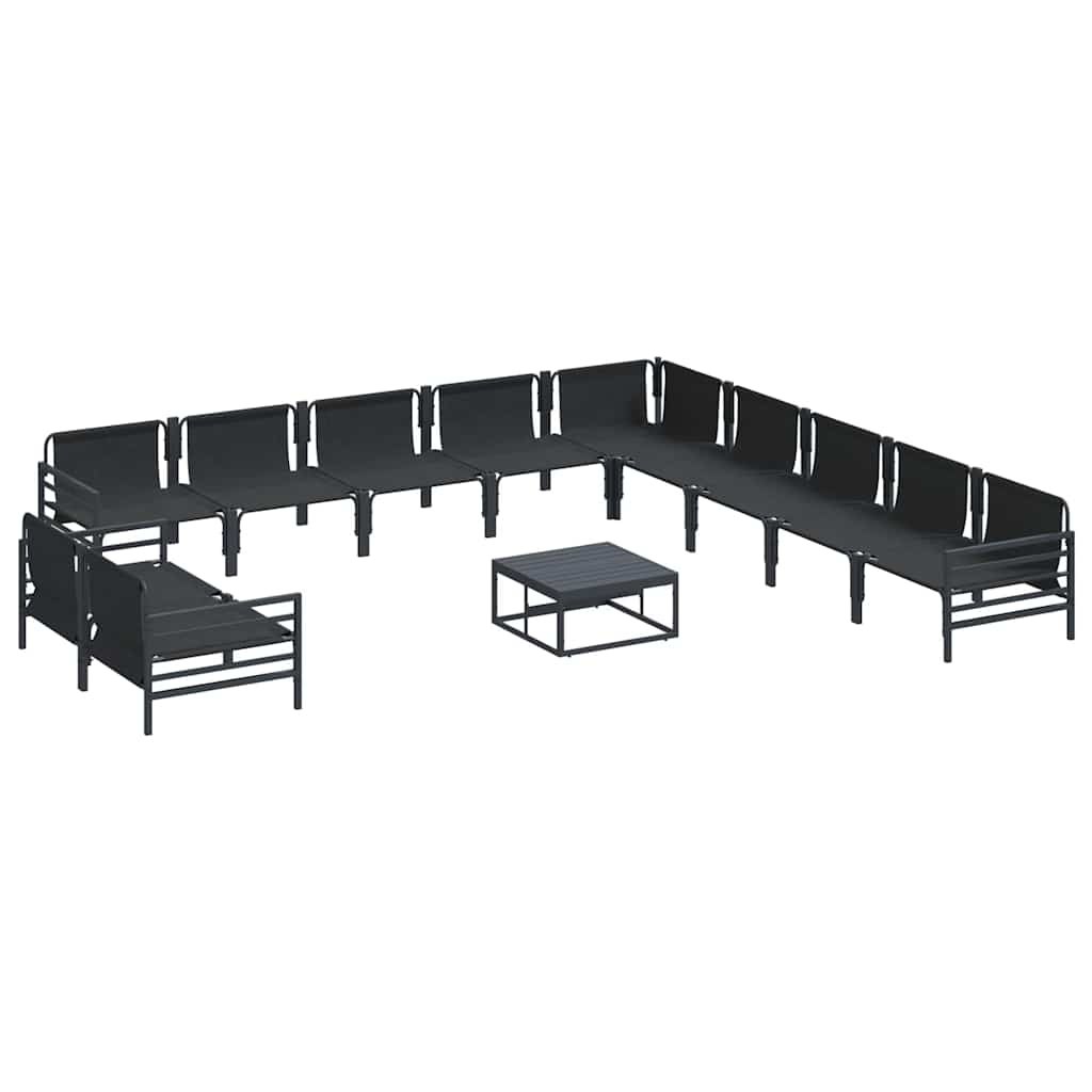 vidaXL Garden Sofa Set with Cushion 12 pcs Black Steel