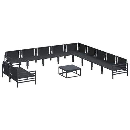 vidaXL Garden Sofa Set with Cushion 12 pcs Black Steel