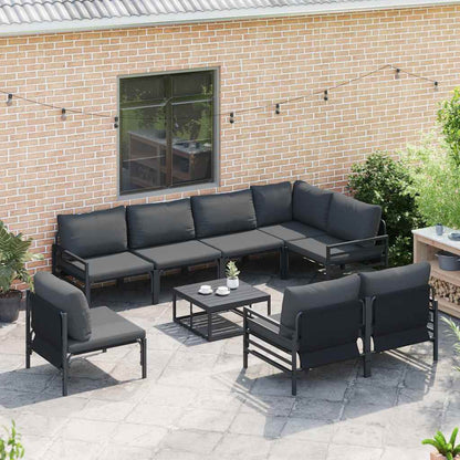 vidaXL Garden Sofa Set with Cushion 8 pcs Black Steel