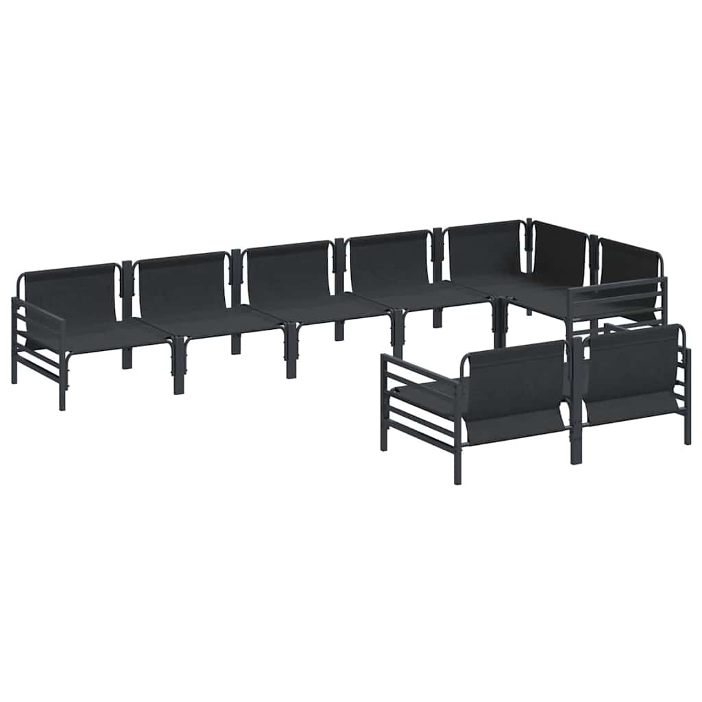 vidaXL Garden Sofa Set with Cushion 8 pcs Black Steel
