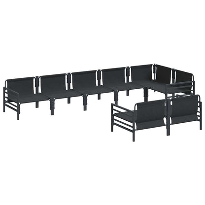 vidaXL Garden Sofa Set with Cushion 8 pcs Black Steel