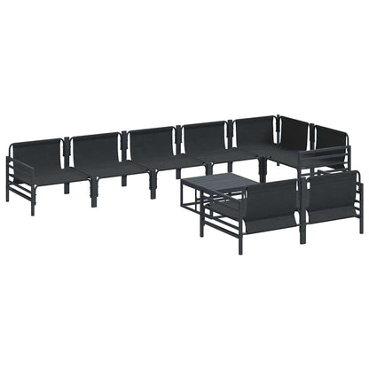 vidaXL Garden Sofa Set with Cushion 9 pcs Black Steel