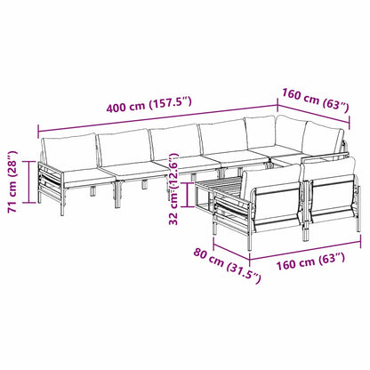 vidaXL Garden Sofa Set with Cushion 9 pcs Black Steel