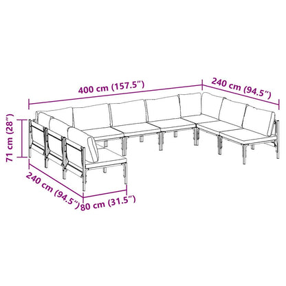 vidaXL Garden Sofa Set with Cushion 9 pcs Black Steel