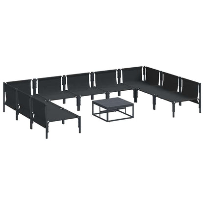 vidaXL Garden Sofa Set with Cushion 10 pcs Black Steel