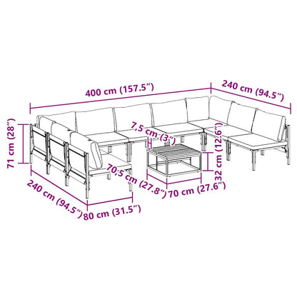 vidaXL Garden Sofa Set with Cushion 10 pcs Black Steel