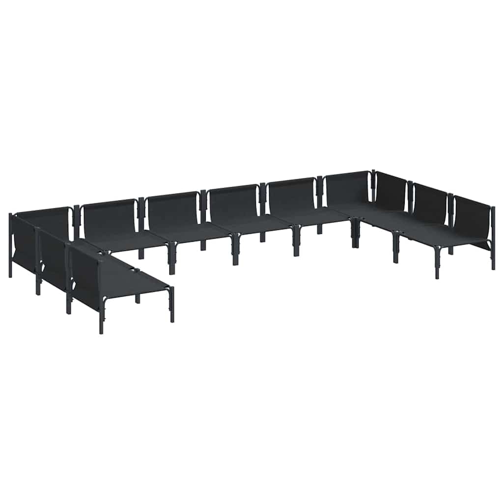 vidaXL Garden Sofa Set with Cushion 10 pcs Black Steel