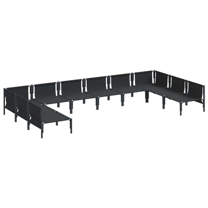 vidaXL Garden Sofa Set with Cushion 10 pcs Black Steel