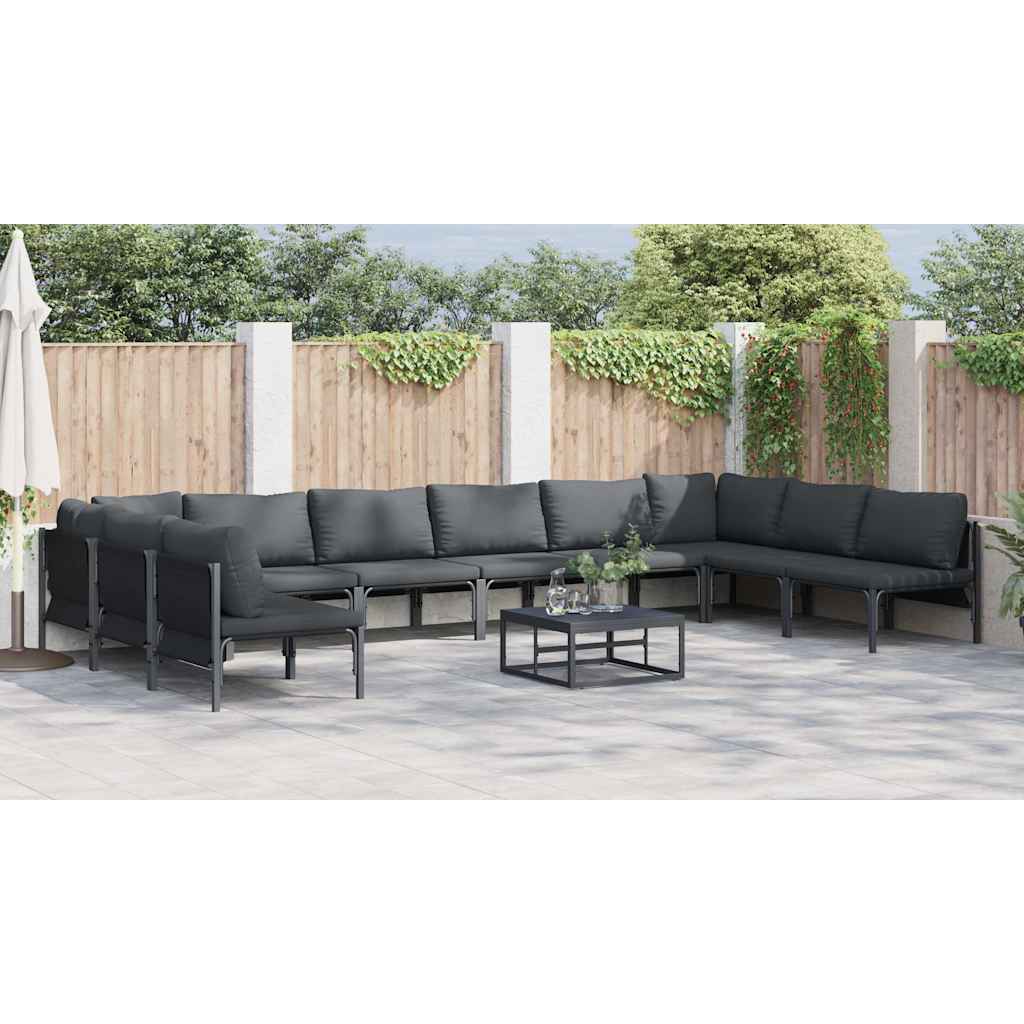 vidaXL Garden Sofa Set 11 pcs Anthracite Steel