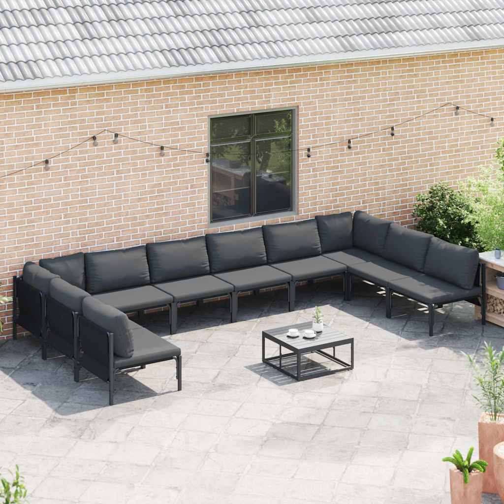 vidaXL Garden Sofa Set 11 pcs Anthracite Steel