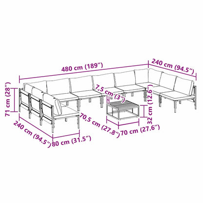 vidaXL Garden Sofa Set 11 pcs Anthracite Steel