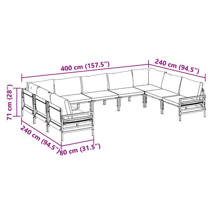 vidaXL Garden Sofa Set with Cushion 9 pcs Black Steel