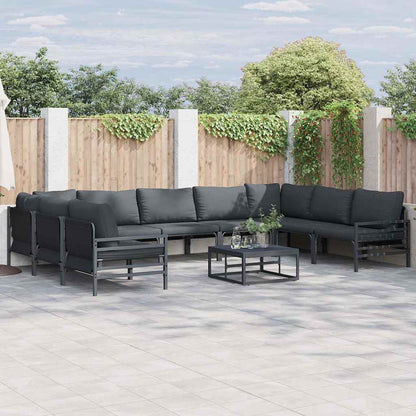 vidaXL Garden Sofa Set with Cushion 10 pcs Black Steel