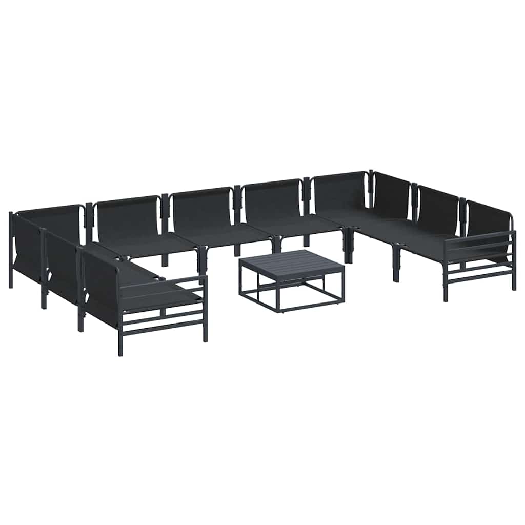 vidaXL Garden Sofa Set with Cushion 10 pcs Black Steel