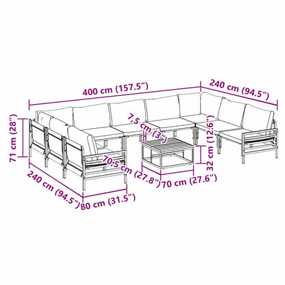 vidaXL Garden Sofa Set with Cushion 10 pcs Black Steel
