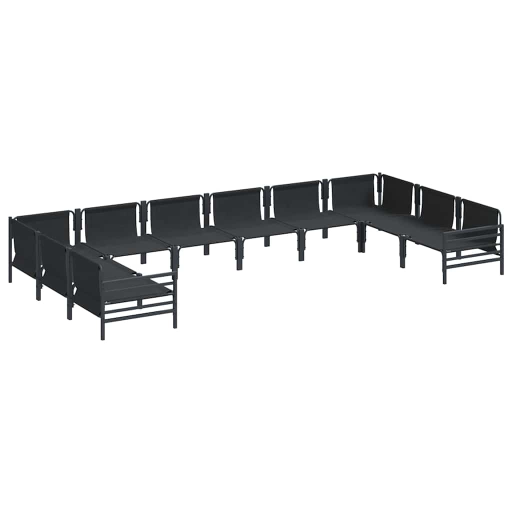 vidaXL Garden Sofa Set with Cushion 10 pcs Black Steel